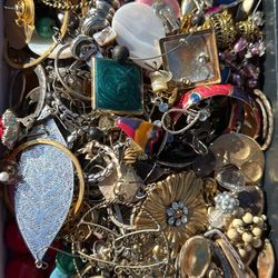 Cigar Box Of Jewelry 