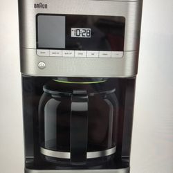 Braun KF7070 BrewSense Drip Glass Coffeemaker, 12 Cup, Stainless Steel @Z11-348