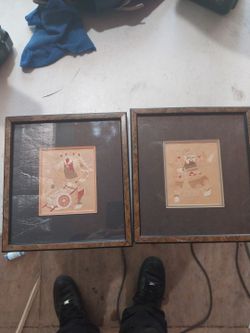 Vintage Chinese Paper Cut Framed Wall Art (Set of 2)