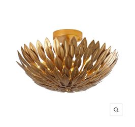 16-Inch 3-Light Farmhouse Gold Semi-Flush Mount Ceiling Light