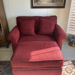 Red Couch With Storage Ottoman And Pull Out Bed 