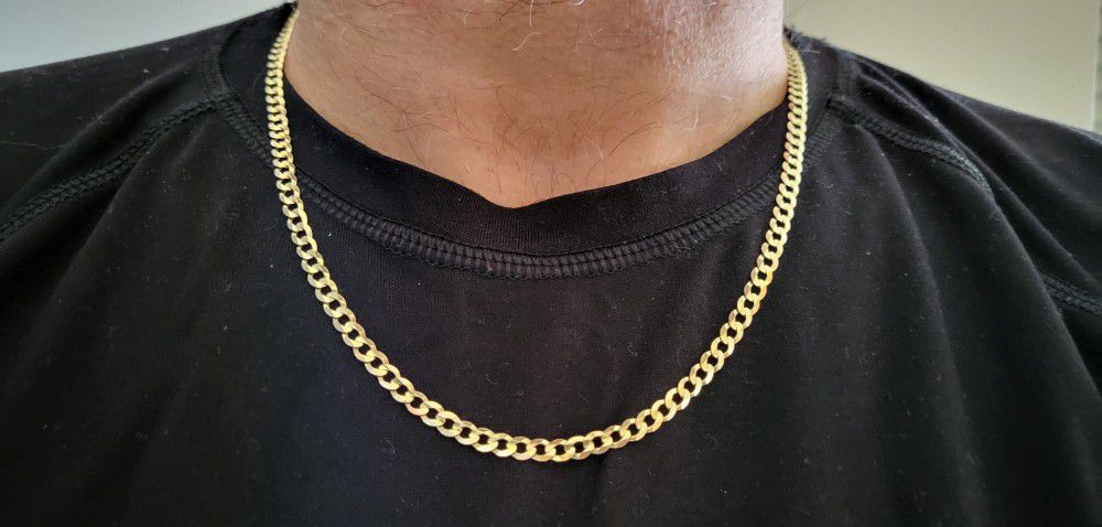 14k Solid Gold Cuban Link Chain Necklace 