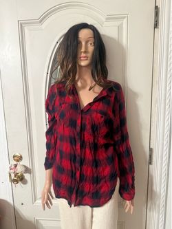 Women’s flannel plaid button front shirt size XL