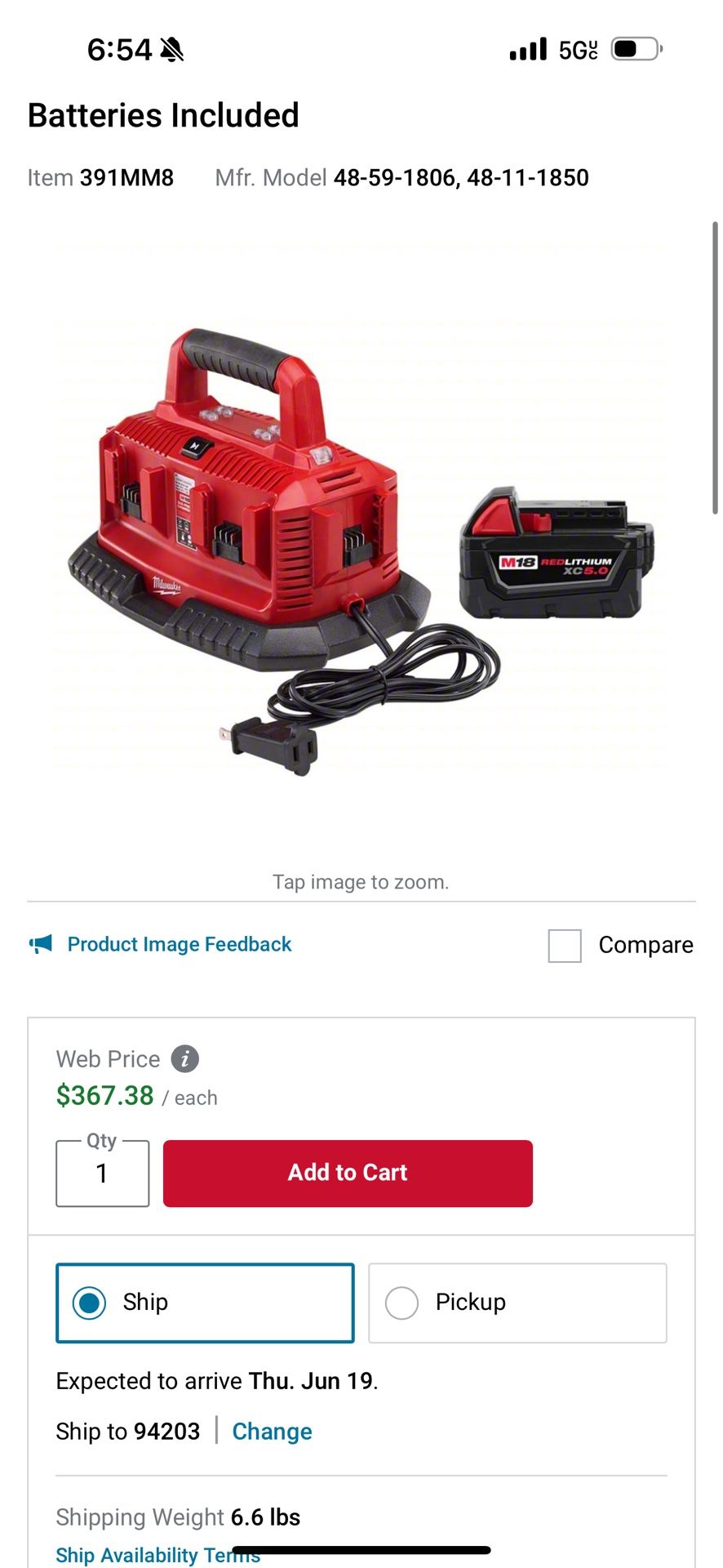 Milwaukee 6 Battery Charger
