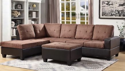 Brand New Tan Sectional Sofa with ottoman