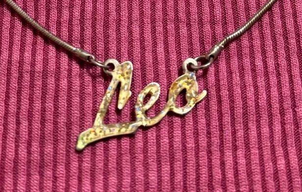 Silver Choker Necklace Yellow Gold Glitter Leo Astrology Charm