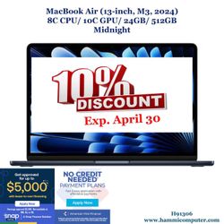 MacBook Air (13-inch, M3, 2024)8C/ 8C/ 16GB/ 256GB "H91355"