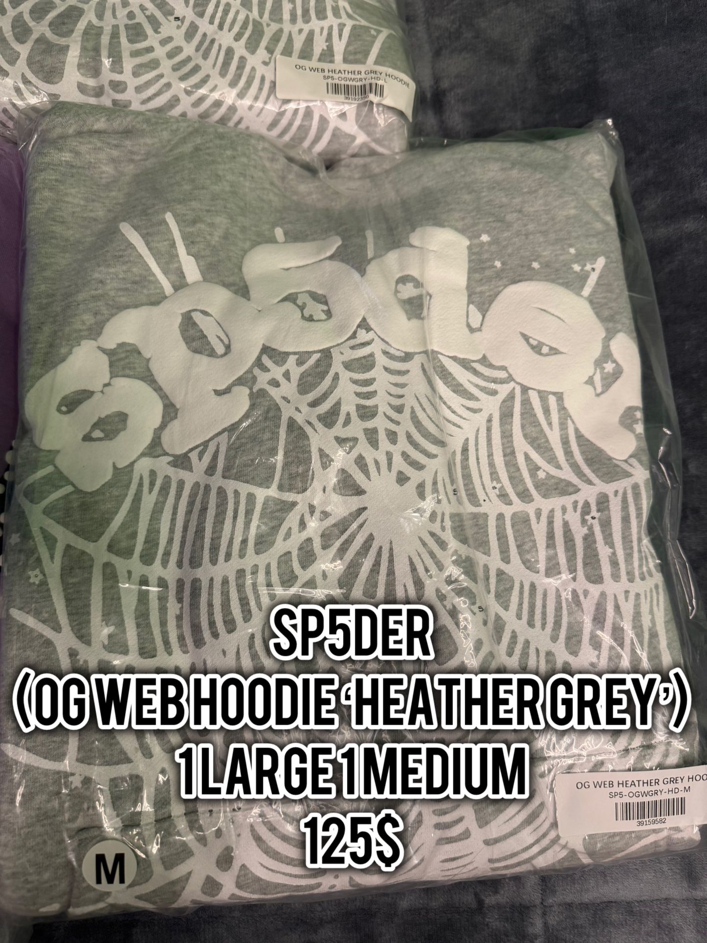 sp5der og heather grey hoodie