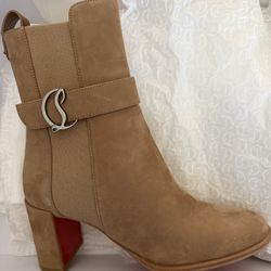 Christian Louboutin Chelsea Booty Suede Ankle Boots 