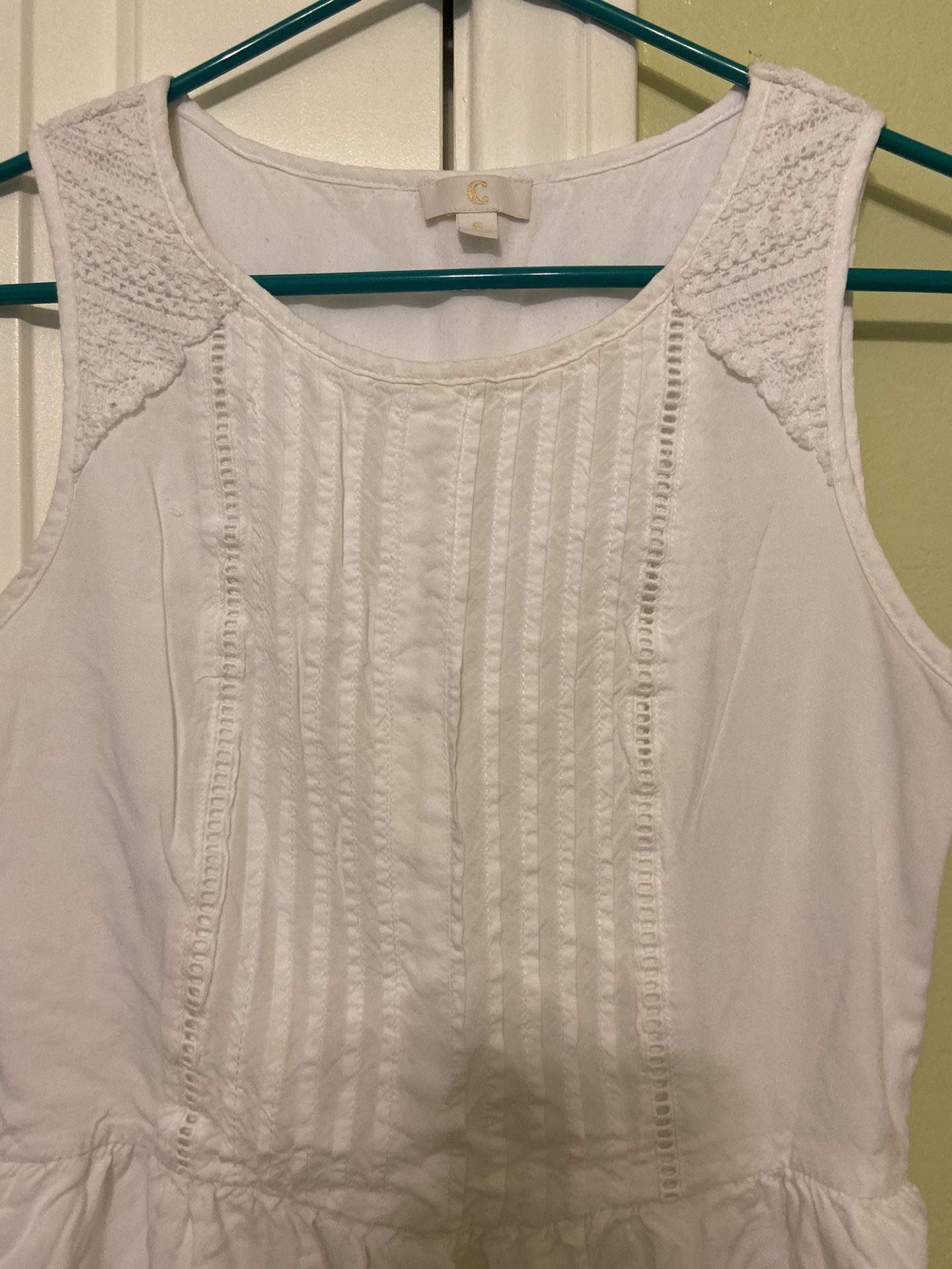 White Sleeveless Cotton Dress