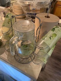 Glass Pitcher with Glass Cups