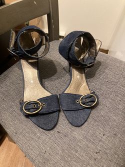 Denim Heels With Ankle Straps