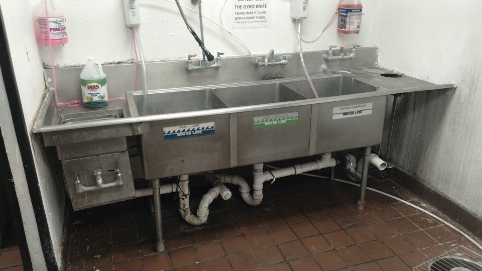 Three Compartment Sink Stainless Steel Restaurant 96