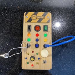 Wooden Sensory LED 8 Switch Light Board Toddler Early Activity Motor Skills 4x7”