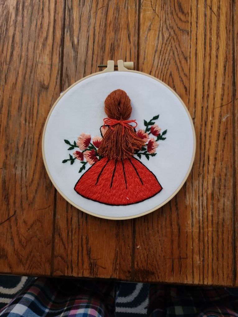 Girl With Flowers Embroidery
