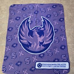 Coachella Valley Firebirds Eisenhower Health Hockey Fights Cancer Blanket 