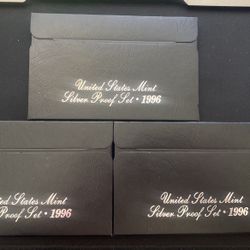 3X 1996 US Mint Silver Proof Set