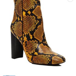 Aqua Women's Yellow Leather Soren Block Heel Booties 