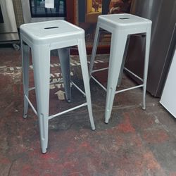 Industrial Style Metal Bar Stool Set Of 2