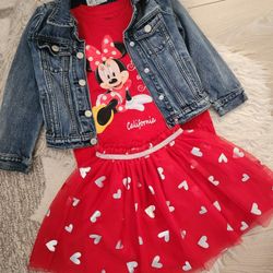 Minnie Mouse Jacket,  t-shirts And Skirt, 4-5Y,  $50