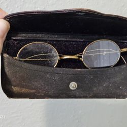 Antique Wire Rim Glasses in Case