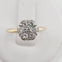 14k gold 3/4ctw diamond cluster ring