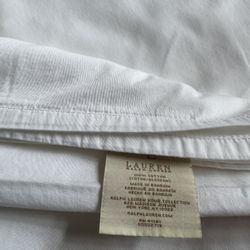 Ralph Lauren Home Collection Queen Flat Sheet 100% Cotton Solid White