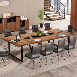 8FT Conference Table, 94.49 L x 47.24 W x 29.53 H Inches Large Meeting Table/Podcast Table for 10 People