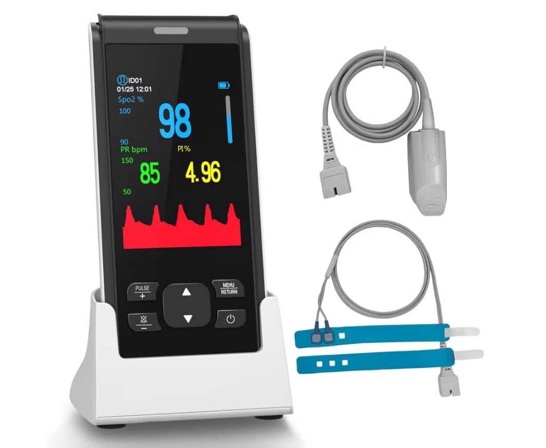 HealthTree Infant Handheld Pulse Oximeter Oxygen Monitor Fingertip for Adult Baby, Rechargeable Oximeter with Overnight Continuous, Alarm