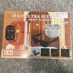 Smart Watch, Smart Glasses, Headphones bundle