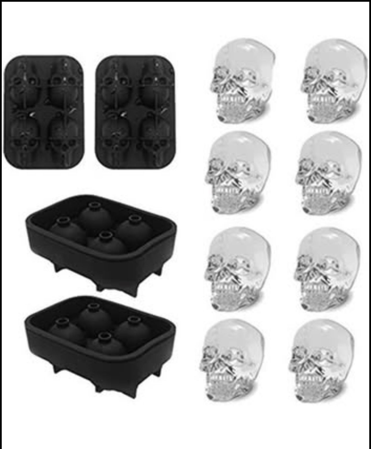 BrandNew 3D Skull Ice Mold-2Pack