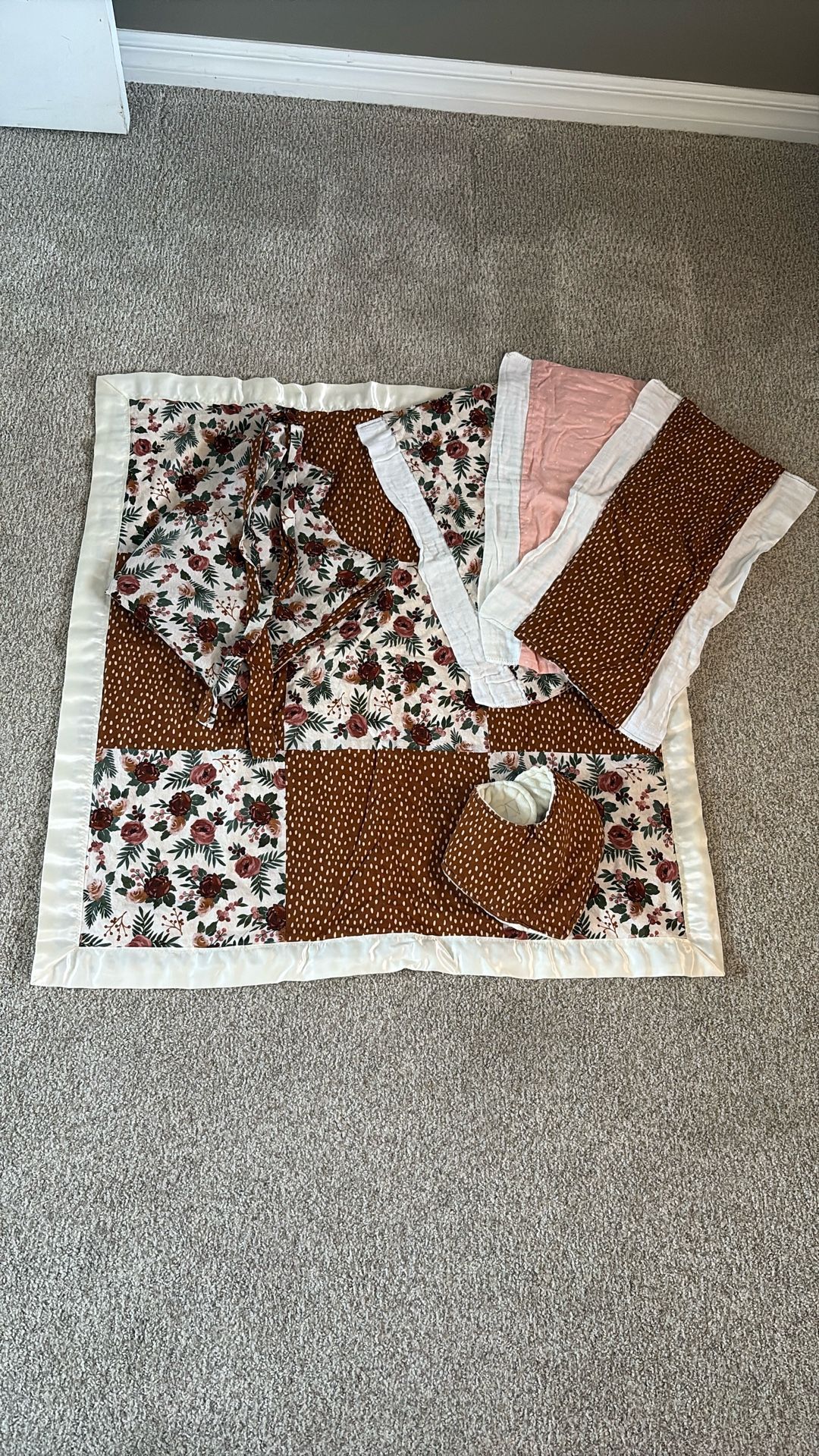 Baby Girl Gift - Blanket, Nursing Cover, Bib, Burp Cloths