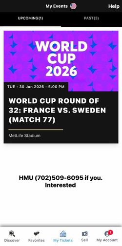 3x FIFA WORLD CUP 26 - France vs Sweden Tickets
