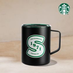 Starbucks 1971 Stainless Steel Black/Green NEW RELEASE Mug 16 Oz