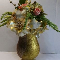 Wedding Centerpiece Pink Gold Ivory Vase
