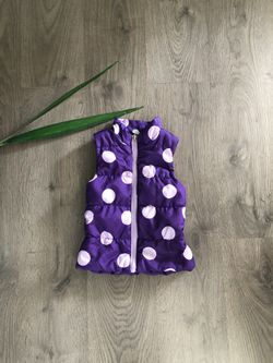 Little girls purple polka dot puffer vest