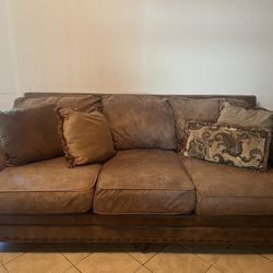 Darby Home Co. 95'' Upholstered Soft Leather Sofa/Couch with removable covers