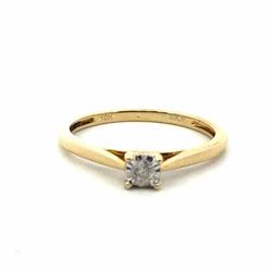 Woman’s Ladies 10k Yellow Gold Diamond Illusion Solitaire 0.03 CTW  Ring Size 7 GP3125049