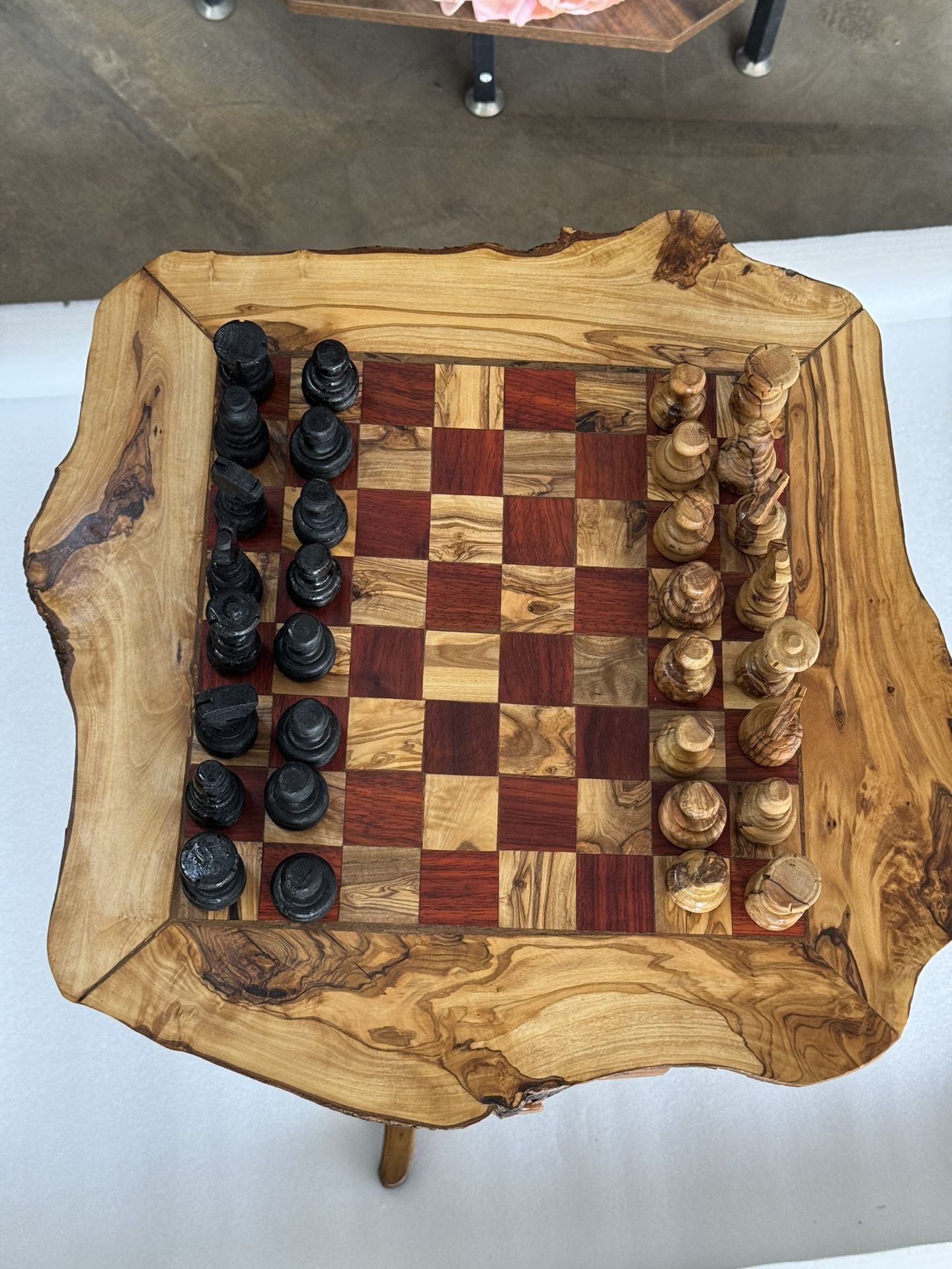 Christmas π Gift π Olive Wood Chessboard Set With Pieces And Stand