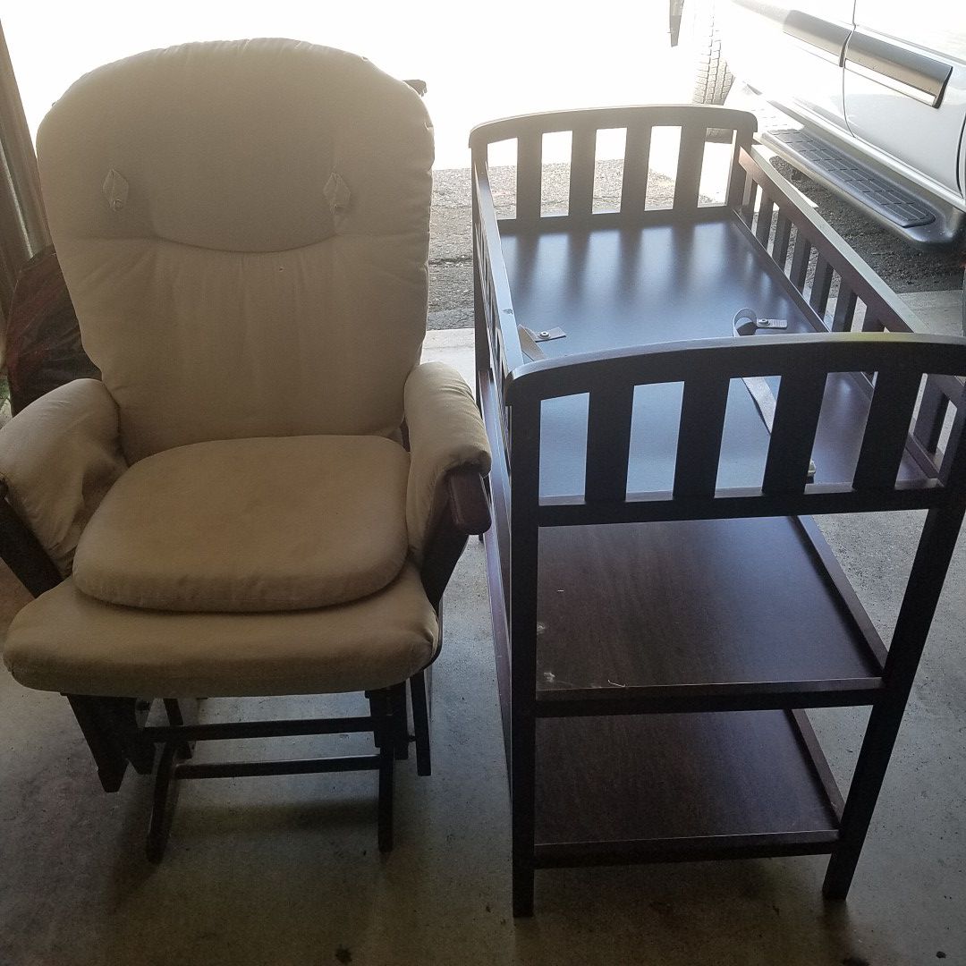 Baby crib/bed, changer and rocking chair