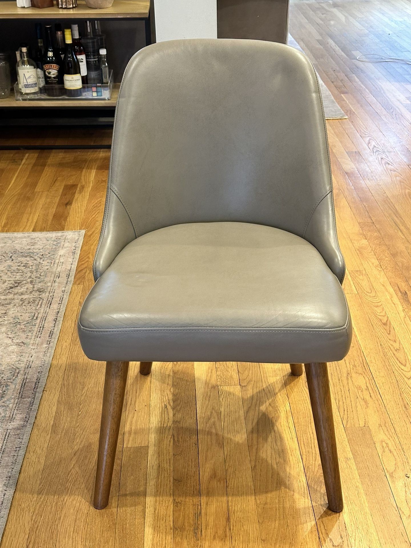 West Elm Leather Mid Century Dining Chairs (2 Chairs)