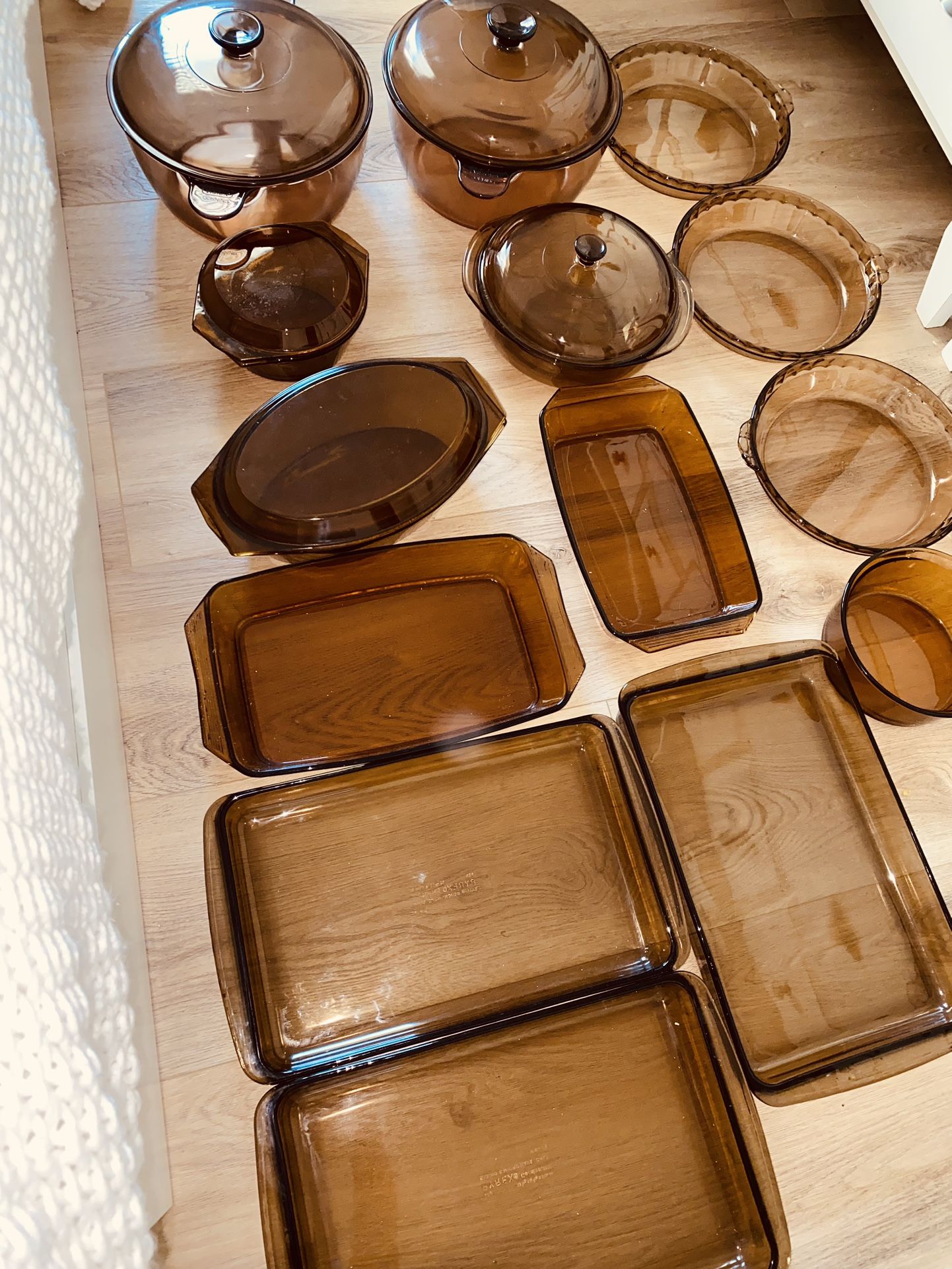 AMBER PYREX SET 14 Pieces With Lids