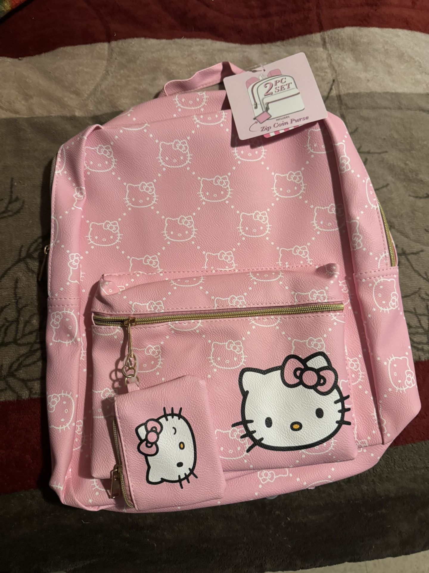 2pc Hello Kitty Backpack Pu Leather