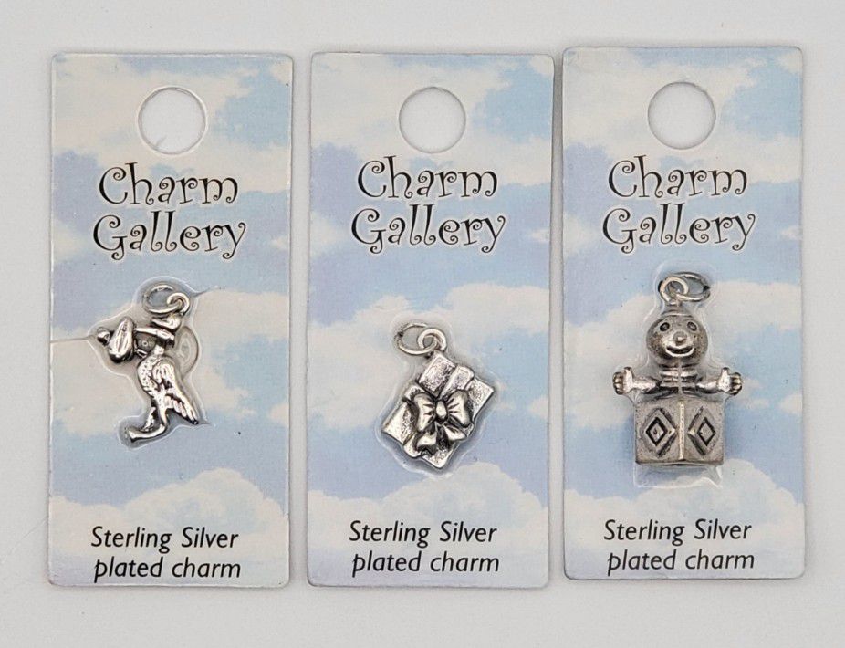 CHARM GALLERY sterling silver plated charms LOT of 3