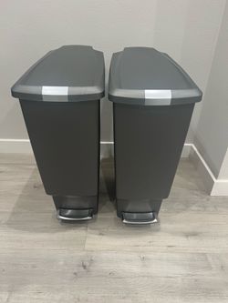 simplehuman 40 Liter / 10.6 Gallon Slim Kitchen Step Trash Can With Secure Slide Lock, Grey Plastic