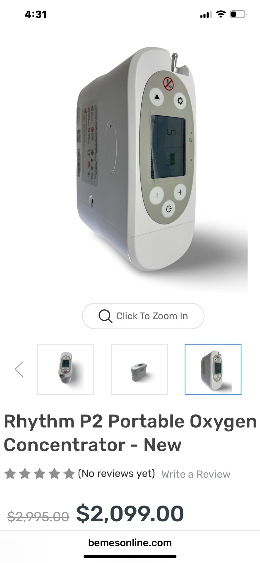 Rhythm P2 Portable Oxygen Concentrator - New