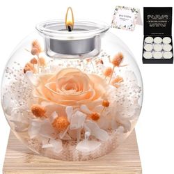 Gifts for Women Preserved Roses in Glass Dome with Scented - Romantic Preserved Flower for Women, Girlfriend, Wife, Mom, Grandma, Sister, Her-Champagn