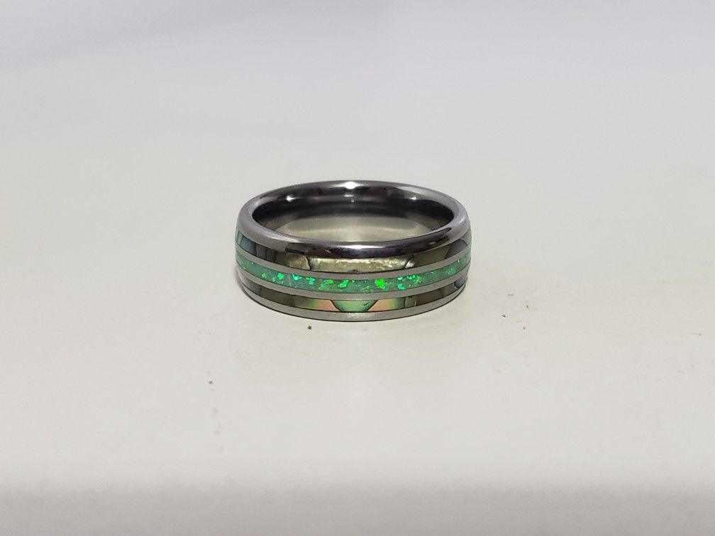 Opal Tungsten Carbide Inlay Large Ring