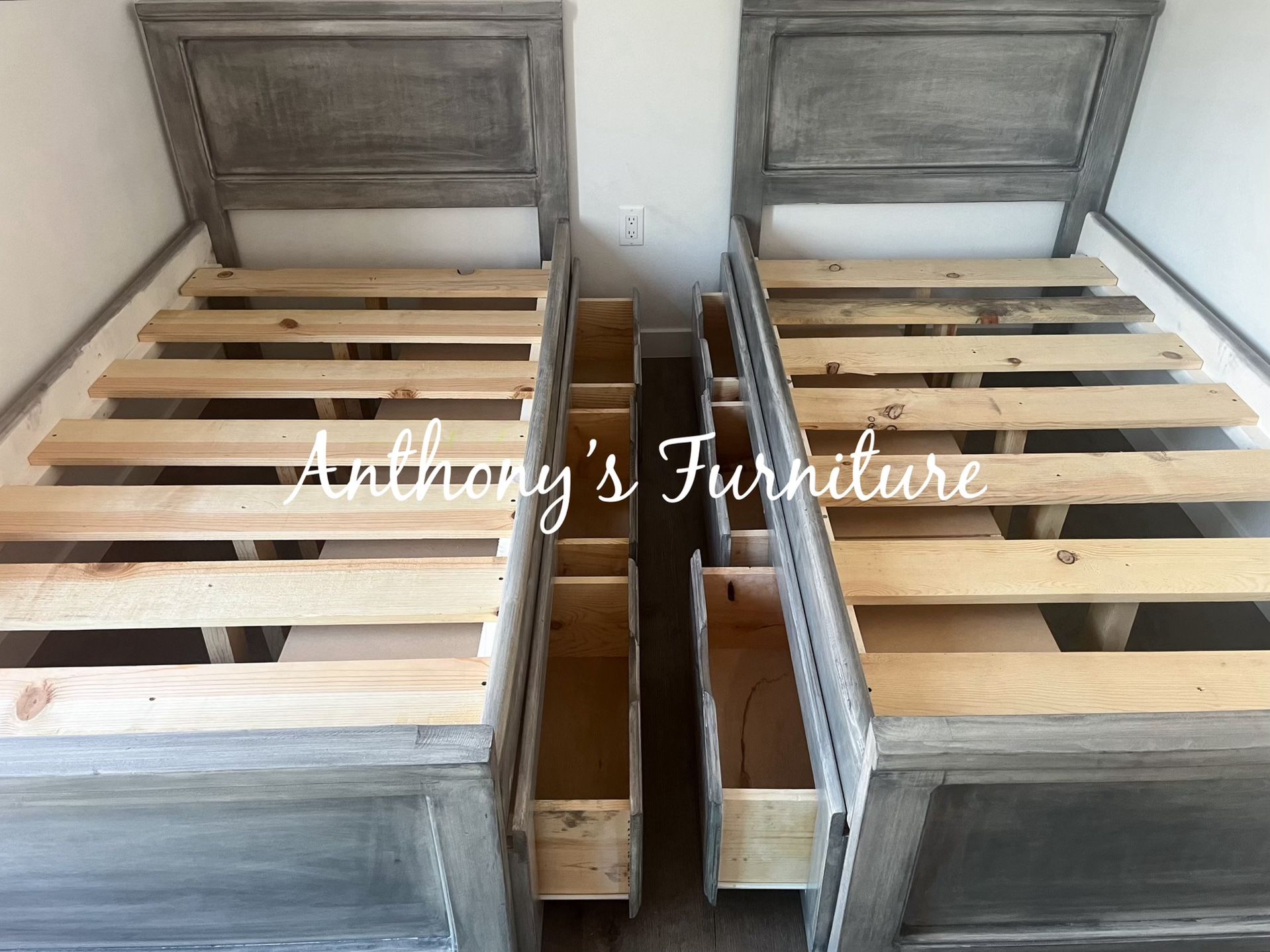 2 Twin Bed Frames With Drawers