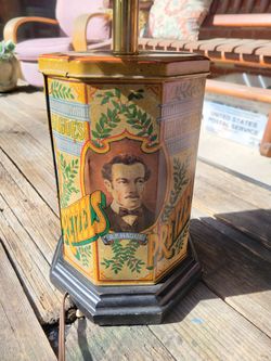 Vintage A.P. Hague's Pretzels Tin Lamp